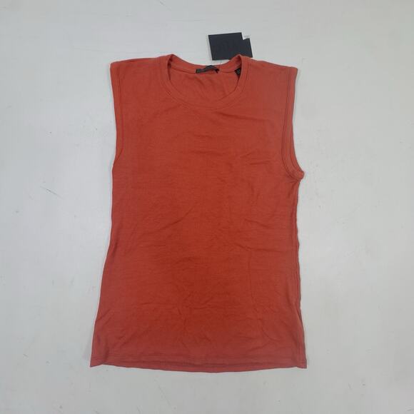ATM Anthony Thomas Melillo Spice Red Ribbed Sleeveless Tee Top Size Small NWT - Picture 2 of 9